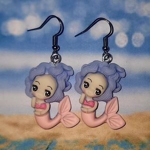 HM CUTE MERMAID EARRINGS PURPLE/PINK